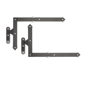 Cerniera angolare decorativa con perno H400 x L650 – set per un'anta, nero