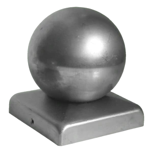 Cappellotto per recinzione in acciaio zincato 40×40 mm con sfera decorativa Ø 40