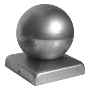 Copri-palo decorativo in acciaio per palo 60×60 mm con sfera ornamentale Ø 60 mm
