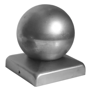 Cappello di recinzione in acciaio con sfera decorativa ø 60 per pilastro 60x60 mm – zincato