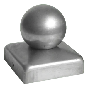 Copertura in acciaio per pilastro di recinzione 100×100 mm con sfera ø 60 mm – grezza