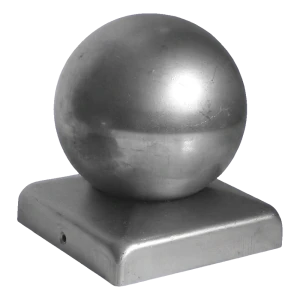 Cappello di recinzione in acciaio per palo 100×100 mm con sfera decorativa Ø 80