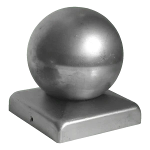 Copripalo per recinzione in acciaio 100×100 mm con sfera decorativa ø 80 – zincato
