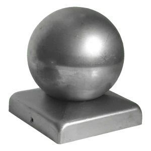 Copripalo da recinzione in acciaio con sfera 120×120 mm / ø 100 mm – grezzo
