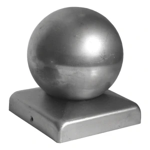Cappello per recinzione in acciaio con sfera decorativa 120×120 mm / fi 120 mm