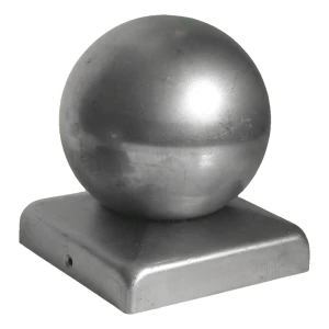 Cappello in acciaio zincato per palo di recinzione 120×120 mm con sfera fi 120