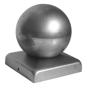 Copritesta per recinzione in acciaio con sfera decorativa ø 100 mm per palo 120×120 mm – zincato