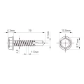 Vite autoperforante DIN 7504 K 4.8x19 mm – acciaio inox A2, testa esagonale con flangia 001-923 (2)