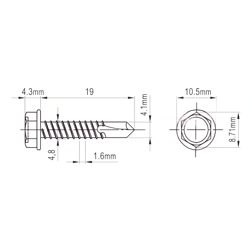 Vite autoperforante DIN 7504 K 4.8x19 mm – acciaio inox A2, testa esagonale con flangia 001-923 (2)