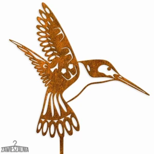 Zawieszalnia – gioielleria da giardino Colibrì Rugginoso XL, decorazione in acciaio corten 22×102 cm
