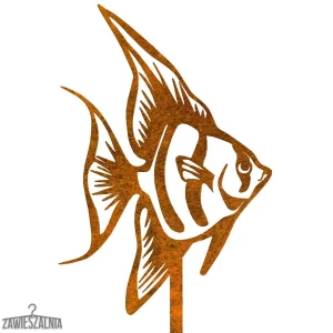 Bigiotteria da Giardino – pesce decorativo Luiza XXL arrugginito su stelo 16×103 cm