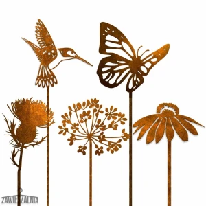 Zawieszalnia – gioielli da giardino set arrugginito 5 decorazioni XXL in acciaio corten 101 cm