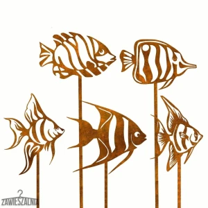Bigiotteria da Giardino – set di 5 pesci decorativi in acciaio Corten XXL 103 cm