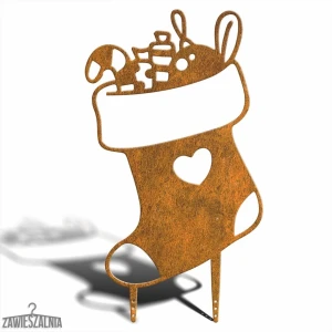 Zawieszalnia – decorazione da giardino natalizia Calza XL 85 cm acciaio Corten