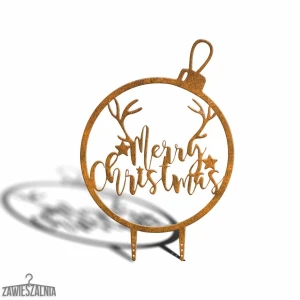 Zawieszalnia – decorazione da giardino Palla di Natale Merry Christmas XL 77 cm in acciaio corten