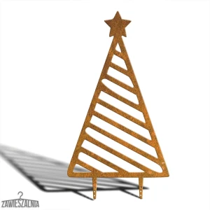 Albero di Natale decorativo da giardino appendibile XXL 92 cm – acciaio corten, motivo a strisce