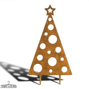 Zawieszalnia – albero di Natale decorativo da giardino XXL 92 cm in acciaio corten, motivo a pois