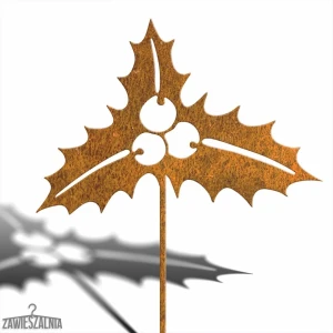 Decorazione da giardino – agrifoglio arrugginito XL 92 cm in acciaio corten su stelo
