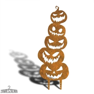 Stracho Dynie XL – decorazione da giardino in acciaio corten 78 cm, ornamento di Halloween con zucche
