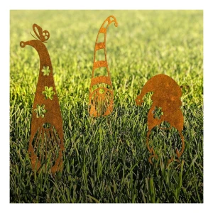 Decorazione da giardino Nano Wesołek L 21×41 cm – acciaio corten con patina naturale
