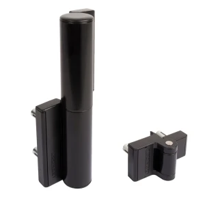 Locinox PUMA – chiudiporta idraulico e cerniera 180° per cancelli nero RAL 9005