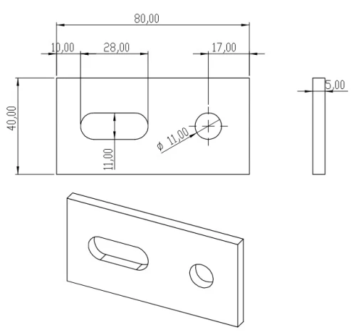 Adattatore alluminio 40x80x5 PV-07-05 (1)