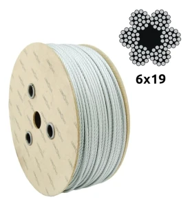 Fune metallica zincata Ø8,0 mm 6×19 con anima in fibra FC – vendita a metri
