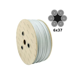 Fune metallica zincata Ø10,0 mm 6×37 con anima in fibra FC