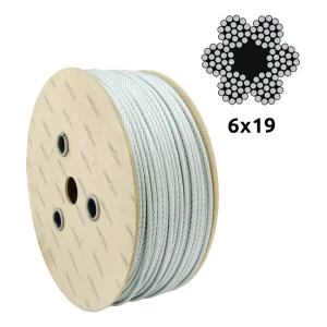 Fune metallica zincata Ø12,0 mm 6×19 con anima in fibra FC