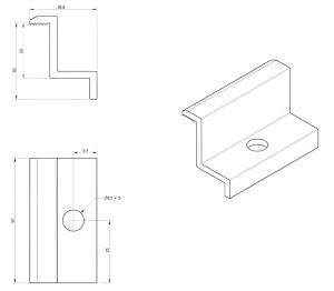 Morsetto laterale H30 nero anodizzato – morsetto terminale PV L50