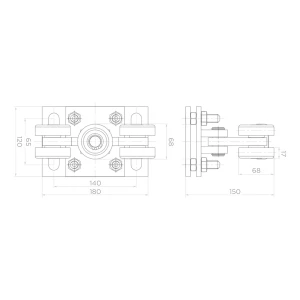 Set di carrelli per cancelli scorrevoli autoportanti + accessori KIT per guida 80