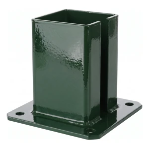Base in acciaio per palo di recinzione e cancello 100×100 mm verde RAL 6005