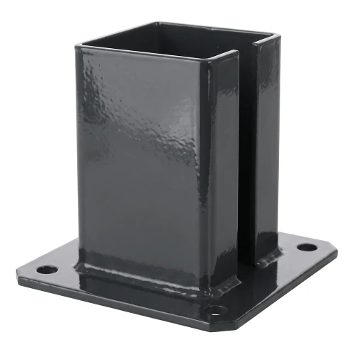 Base in acciaio per palo da recinzione 100×100 mm – piastra di montaggio grafite RAL 7016 000-792 (1)