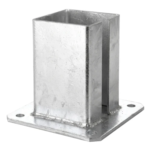 Piastra base in acciaio per palo di recinzione e cancello 100×100 mm zincata 000-789 (1)