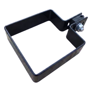 Morsetto terminale per recinzione 80×80 mm nero RAL 9005 – kit di montaggio