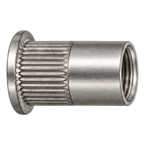 Dado a rivettare in acciaio inox A2 M8×18,5 mm – testa piatta, gambo zigrinato – confezione da 250 pz.