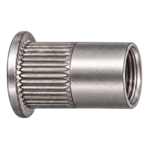 Dado a rivettare in acciaio inox A2 M6×16 mm – testa piatta, gambo zigrinato – confezione da 250 pz.