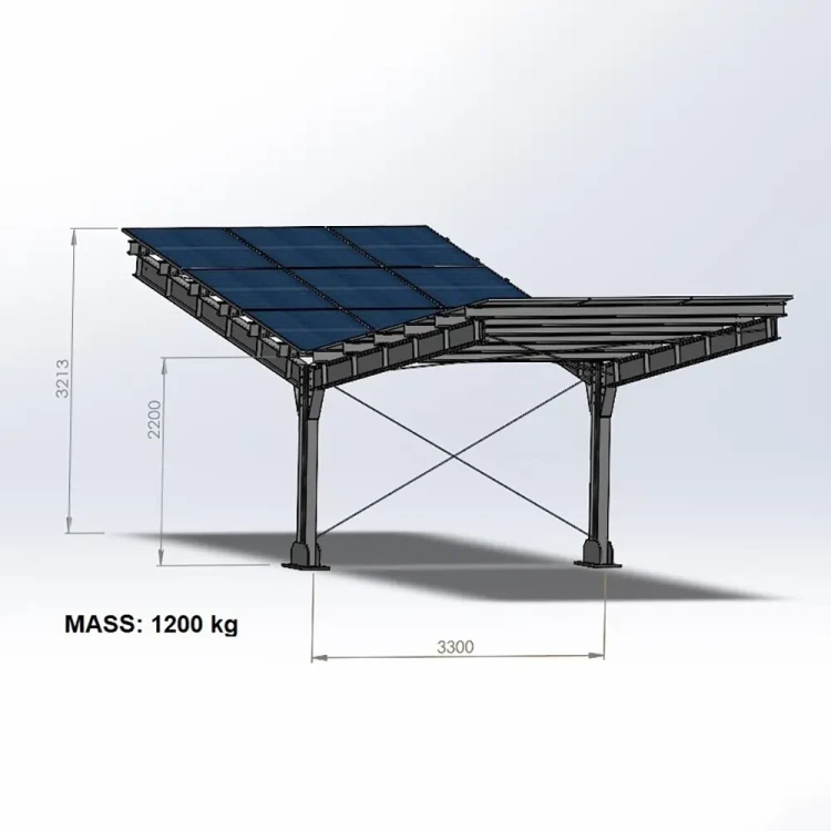 Parcheggio fotovoltaico per 2 Veicoli T 11,4m x 3,3m Carport GPV-101-08 (3)