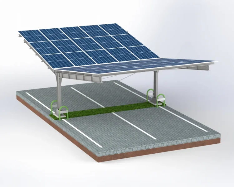 Parcheggio fotovoltaico per 4 Veicoli T 11,4m x 5,2m Carport GPV-101-13 (2)