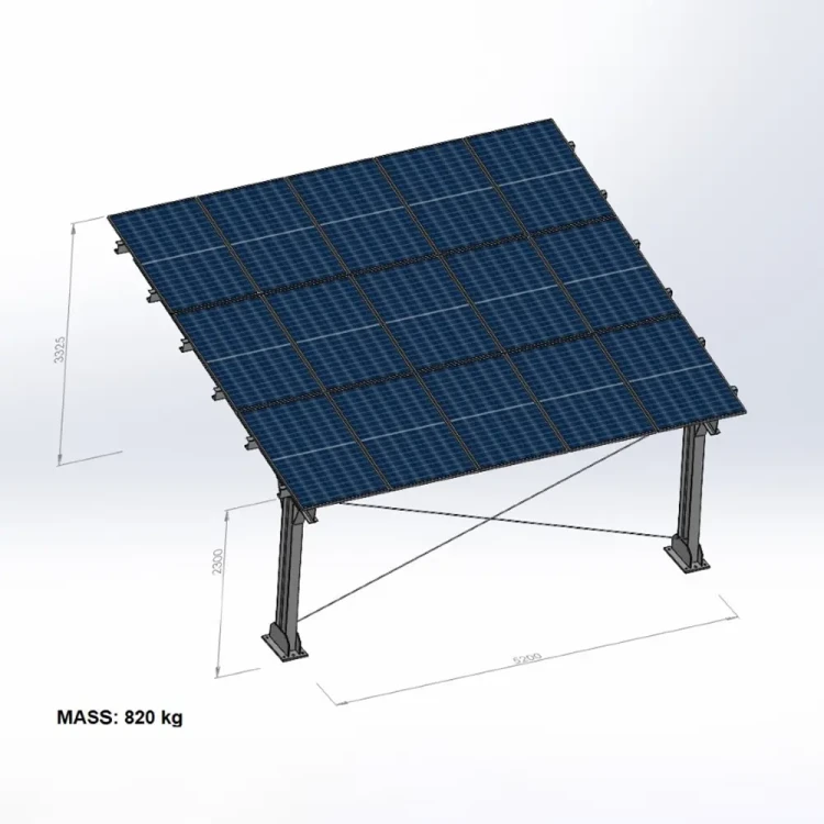 Parcheggio fotovoltaico per 2 Veicoli L 5,7m x 5,2m Carport GPV-101-14 (4)