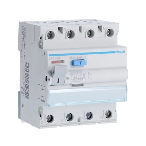 Interruttore differenziale 3P+N 40A 300mA tipo AC CFC440J HAGER GPV-401-43
