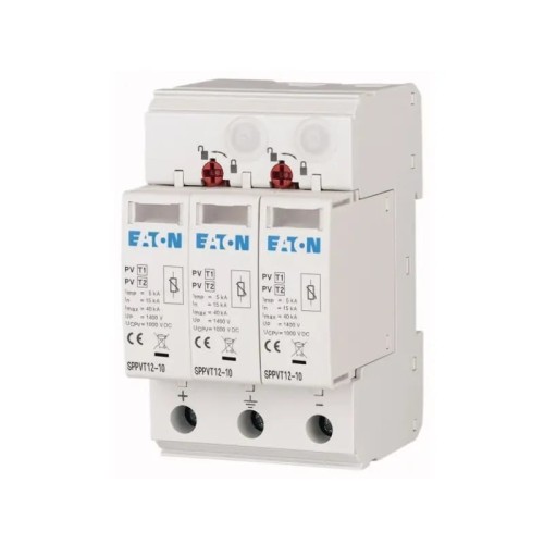 Scaricatore di sovratensione PV DC Tipo 1+2 (B+C) 1000V 2P+N 15kA 3,7kV SPPVT12-10-2+PE 177256 EATON GPV-401-44