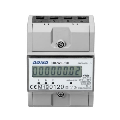 Contatore di energia elettrica trifase 80A MID OR-WE-520 ORNO GPV-401-114