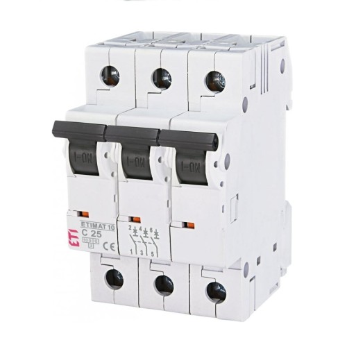 Interruttore automatico C 25A 3P 10kA ETIMAT10 002135718 ETI GPV-401-133