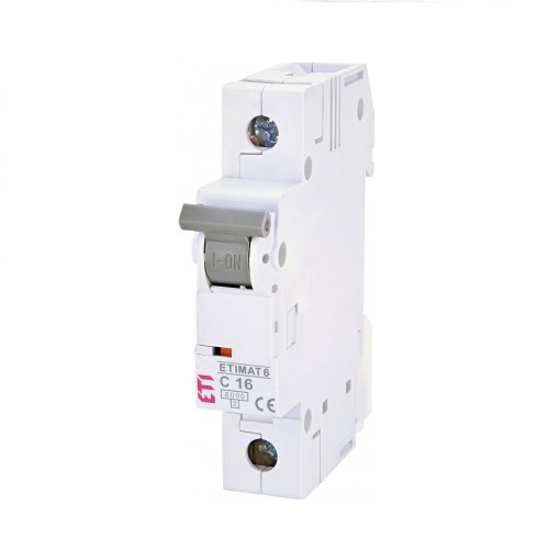 Interruttore automatico sovracorrente C 16A 1P 6kA ETIMAT6 002141516 ETI GPV-401-147