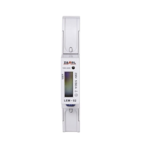 Contatore di energia elettrica monofase LCD 50 A 1-MOD Tipo: LEM-02 ZAMEL GPV-401-184 (2)