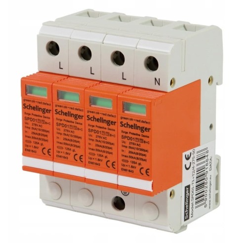 Scaricatore di sovratensione Schelinger 4P 5kA cl. T1+T2 (B+C) GPV-401-25
