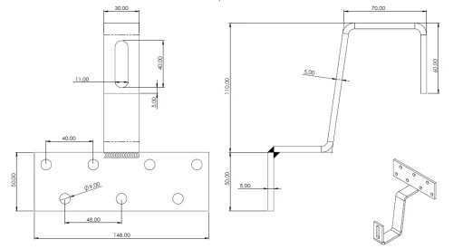 Gancio da tetto a T saldato 110 mm A2 TS PV-08-44 (2)