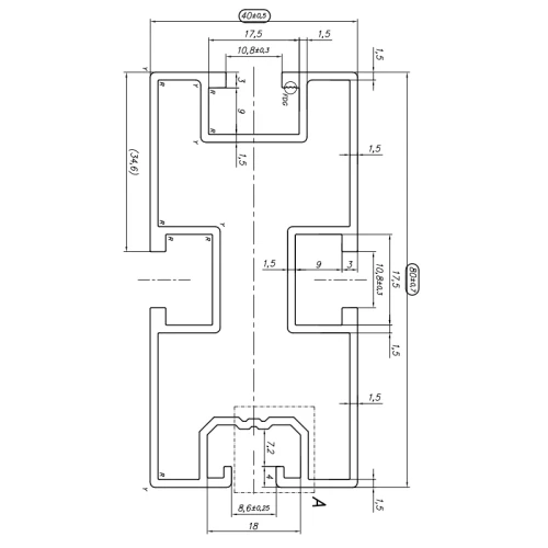 Profilo di montaggio in alluminio 420cm 80x40 per viti esagonali PV-01-24 (2)