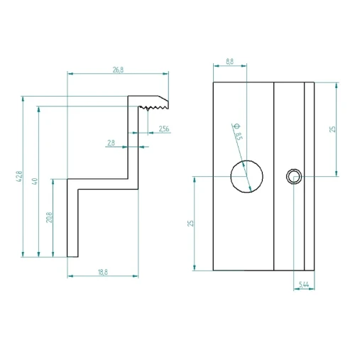 [RDY] Morsetto terminale H40 L50 grezzo con pin di messa a terra PV-03-80 (2)